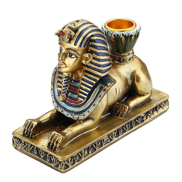 estatua egipcia<br> Portavelas Esfinge Anubis Reina Egipcia
