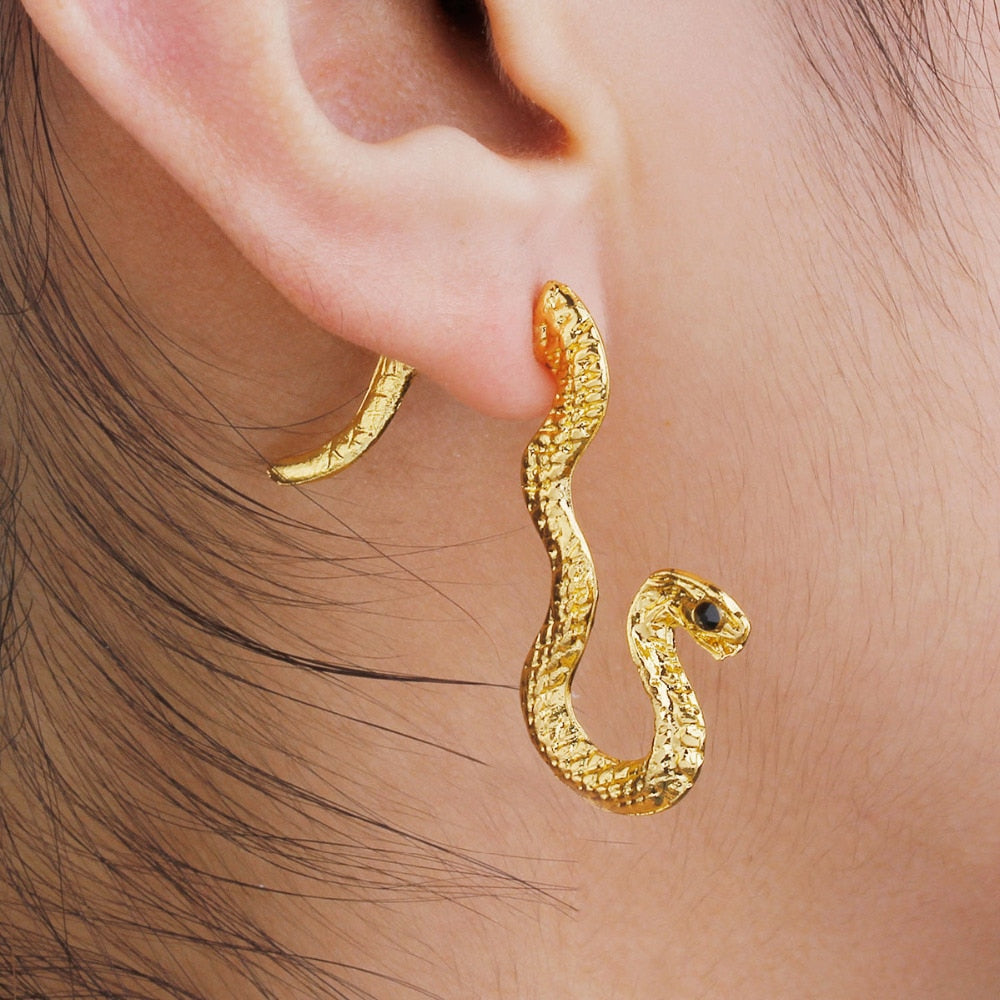 Boucle d'oreille serpent plaqué Or