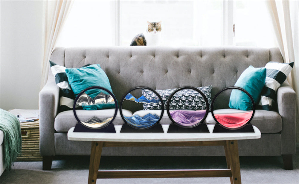 Marco de reloj de arena de vidrio<br> con paisaje de arena 3D creativo