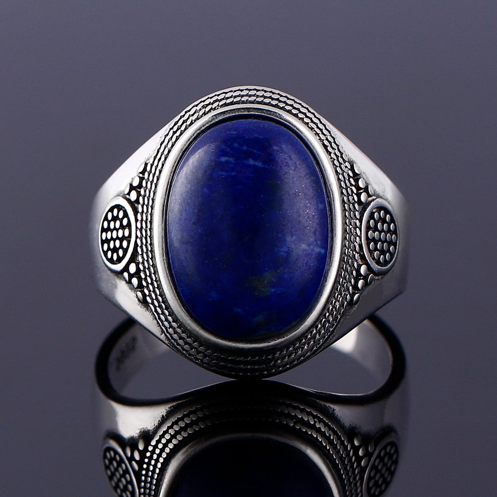 Bague en argent lapis lazuli sculpté