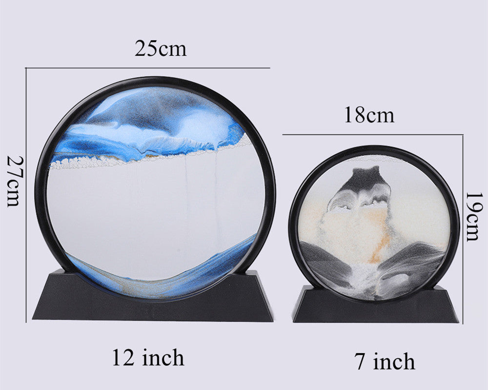 Marco de reloj de arena de vidrio<br> con paisaje de arena 3D creativo