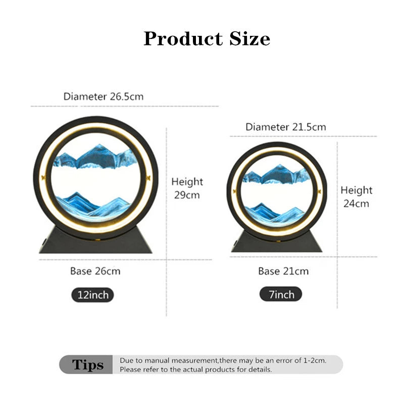 Marco de reloj de arena de vidrio<br> con paisaje de arena 3D creativo