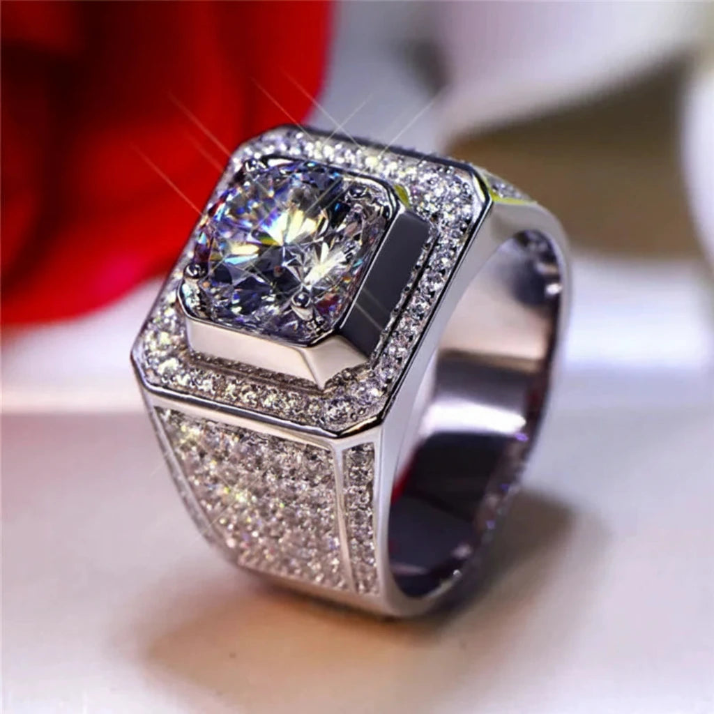 Bague en argent moissanite blanc éternité