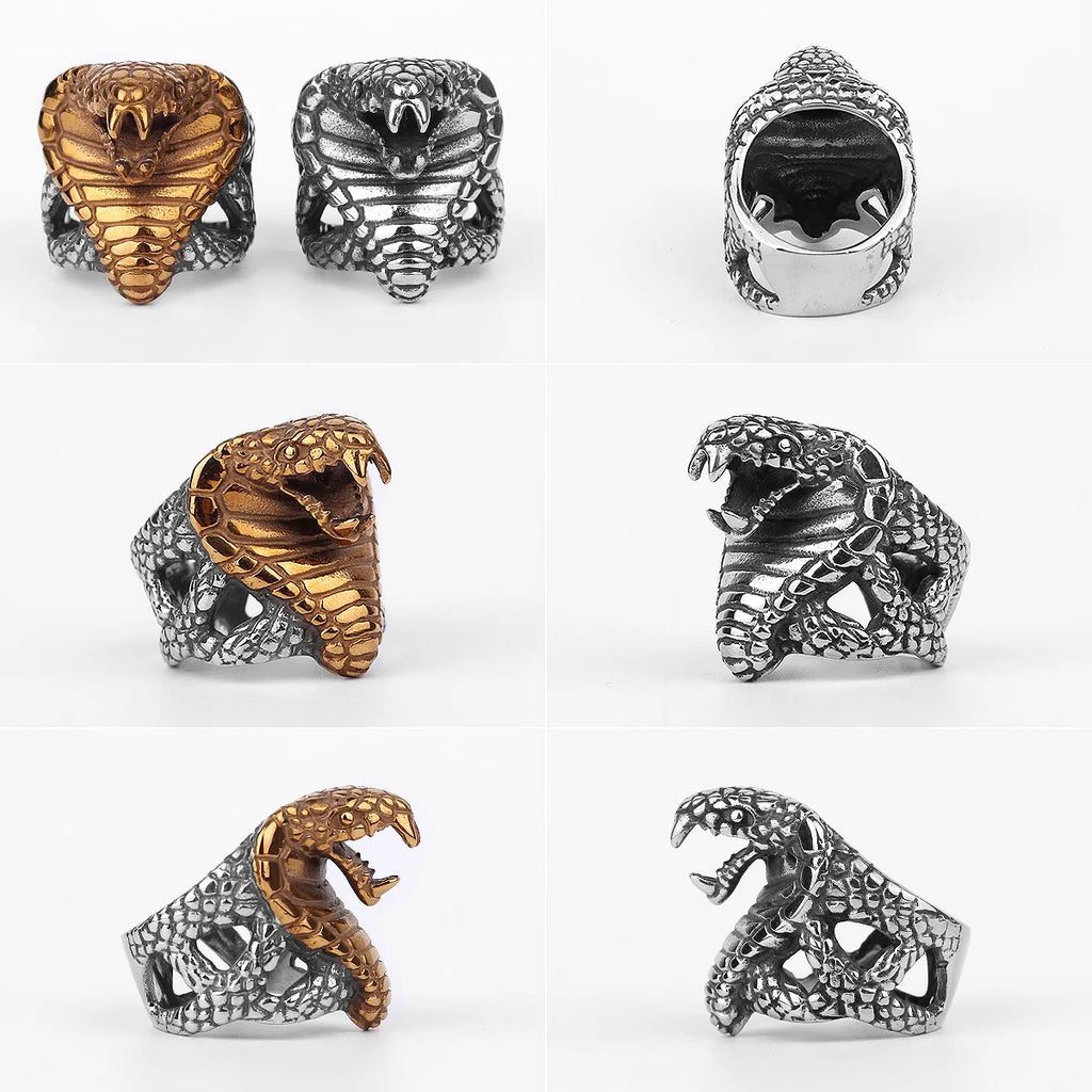 Bague en acier Cobra d'égypte