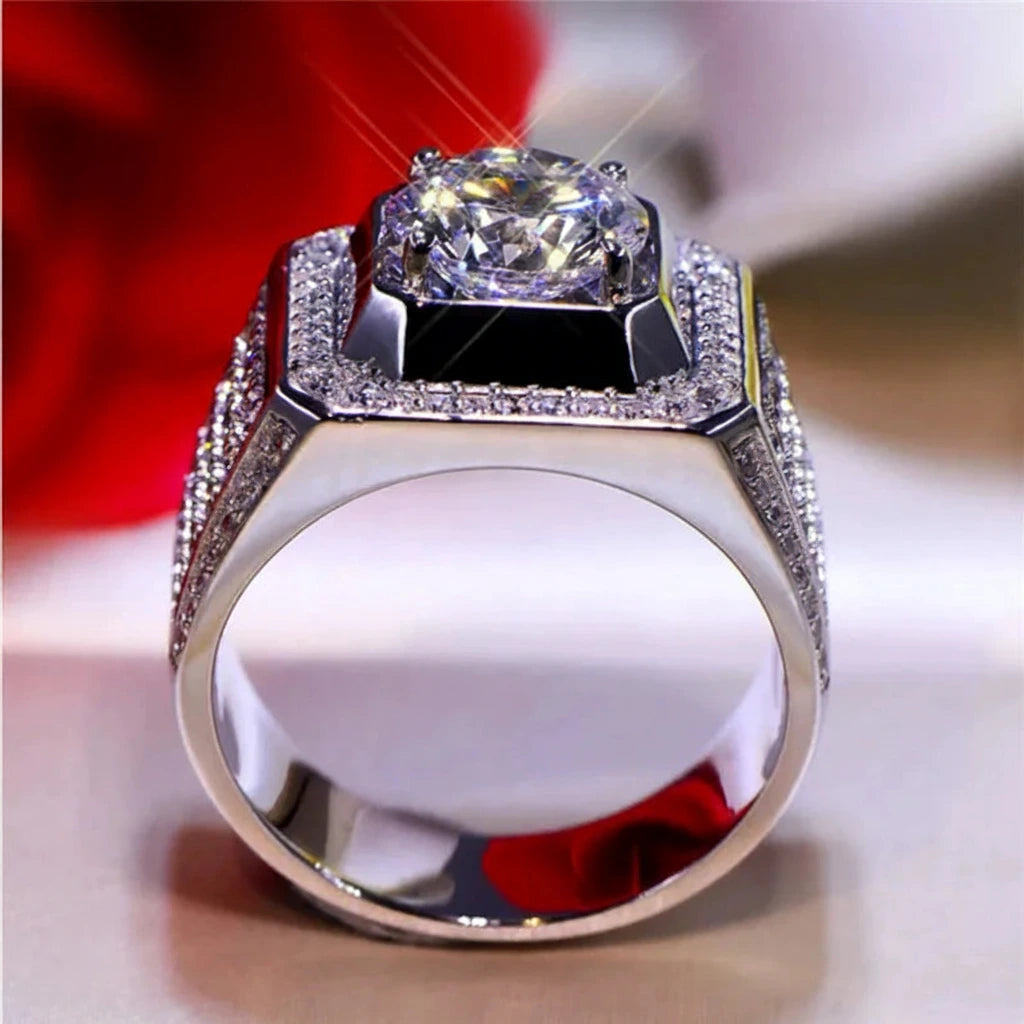 Bague en argent moissanite blanc éternité