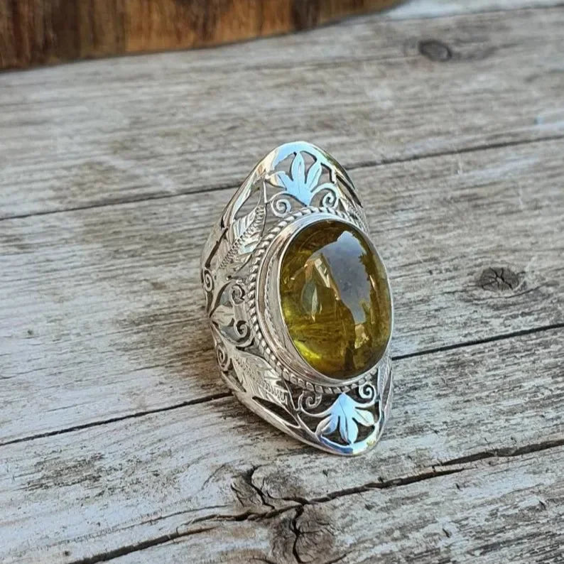 Bague en acier olive bi-couleur