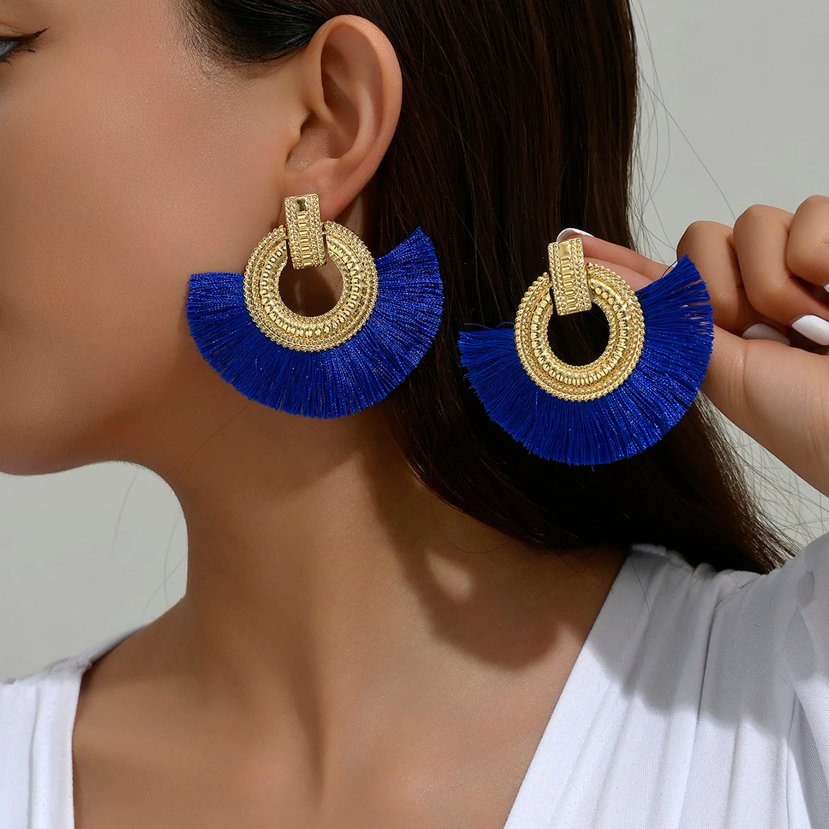 Boucles d'oreilles égyptiennes en éventail brossé