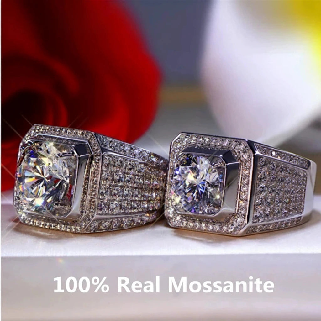Bague en argent moissanite blanc éternité