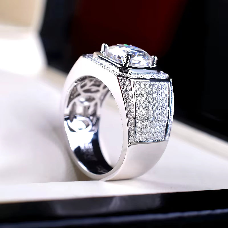 Bague en argent moissanite blanc éternité