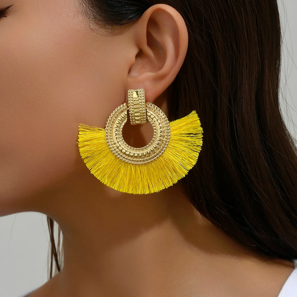 Boucles d'oreilles égyptiennes en éventail brossé