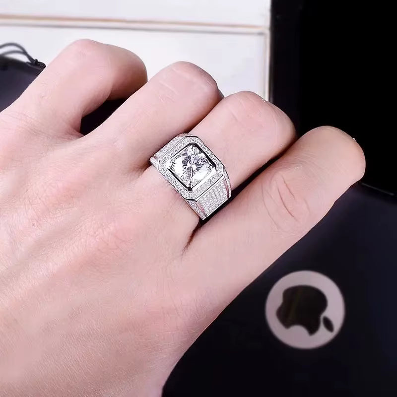 Bague en argent moissanite blanc éternité