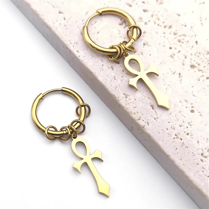 Boucle d'oreille croix rituelle égyptienne de Ankh