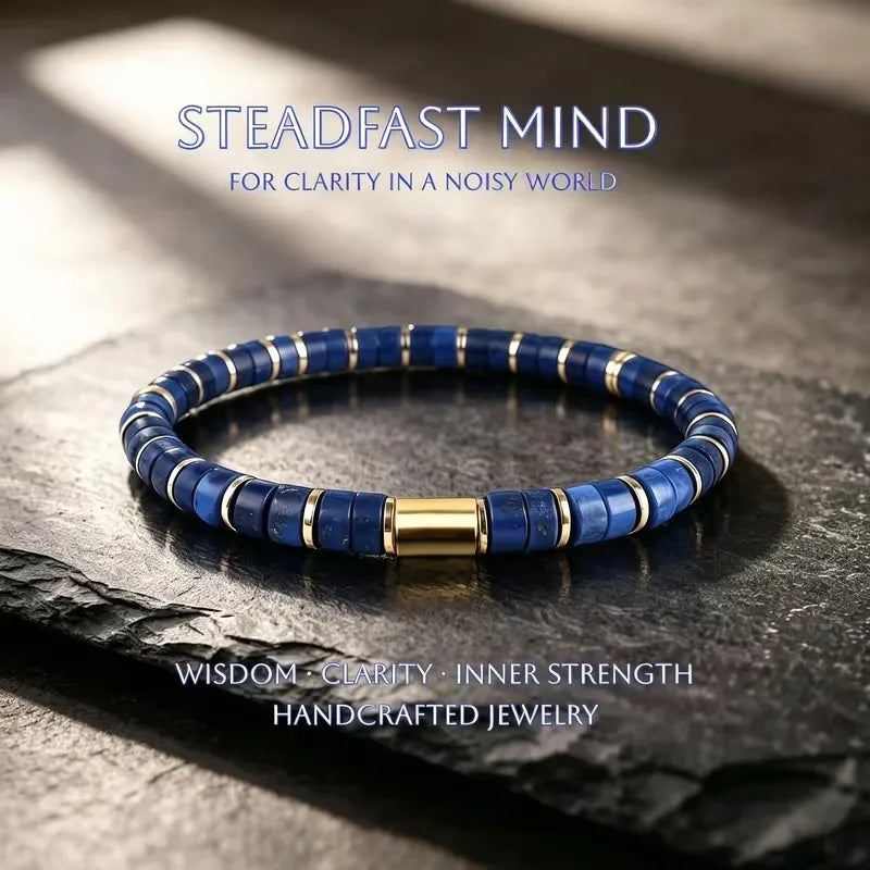 Bracelet en Lapis Lazuli clartée bleu-or