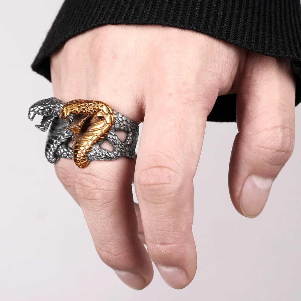 Bague en acier Cobra d'égypte