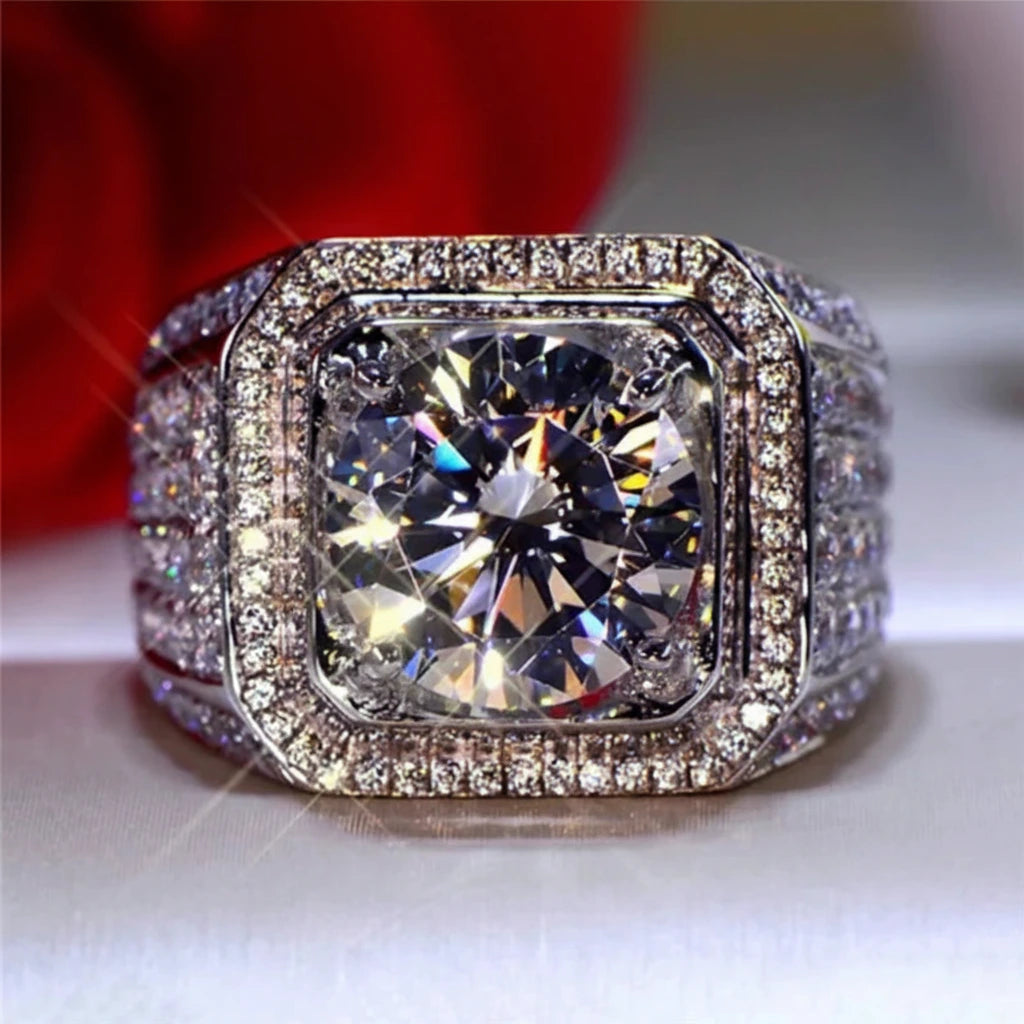 Bague en argent moissanite blanc éternité
