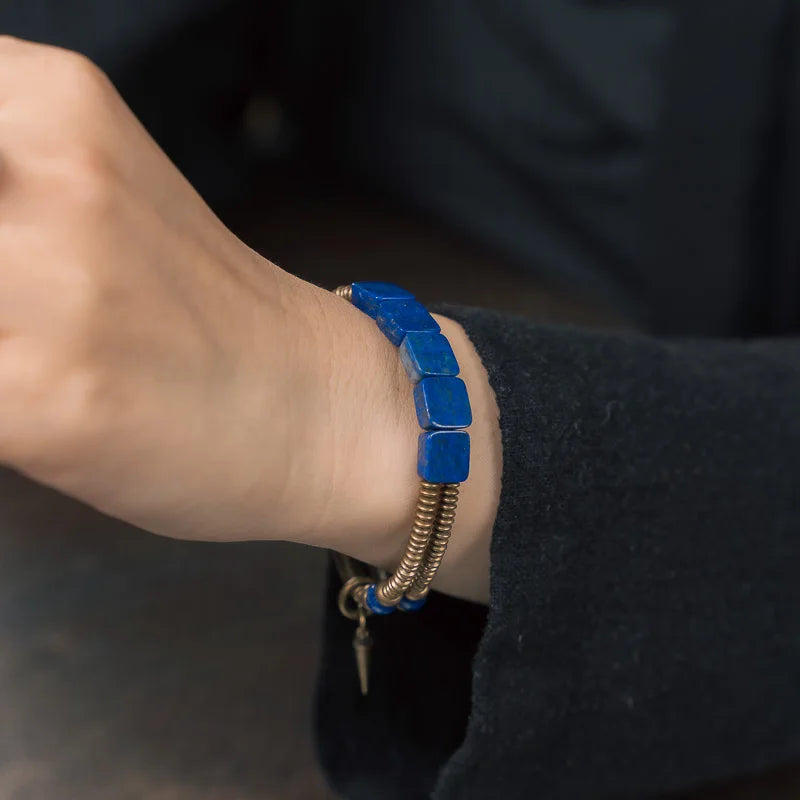 Bracelet égyptien double rangée en Lapis Lazuli