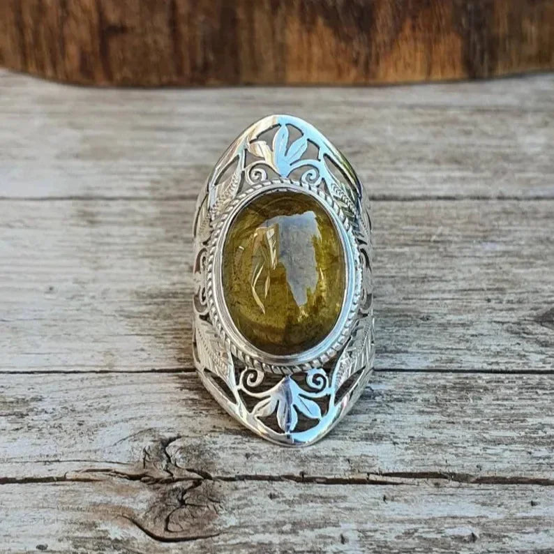 Bague en acier olive bi-couleur