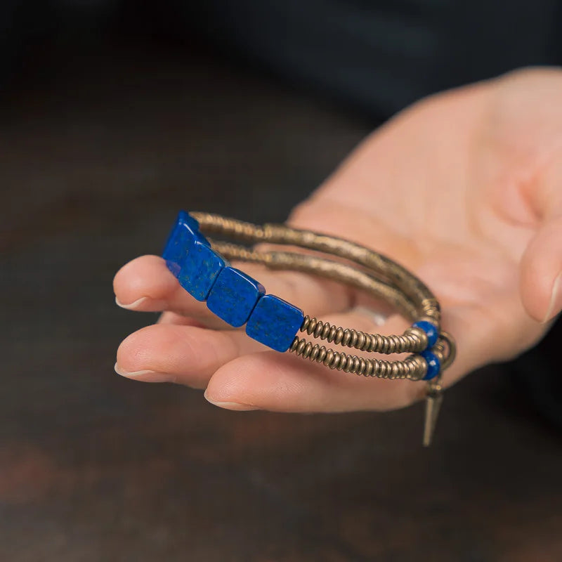 Bracelet égyptien double rangée en Lapis Lazuli