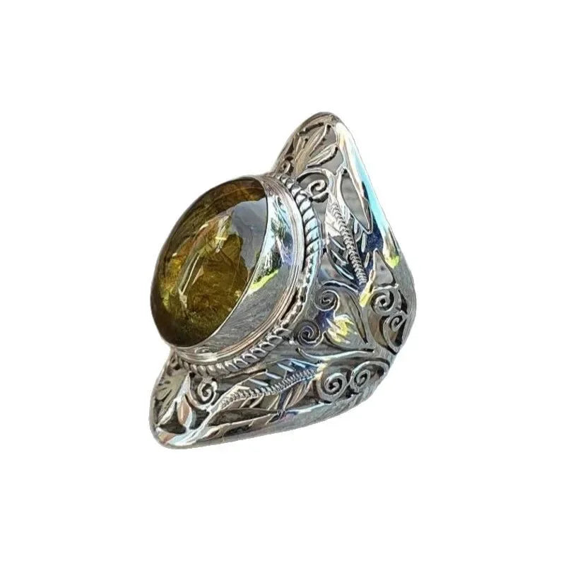 Bague en acier olive bi-couleur