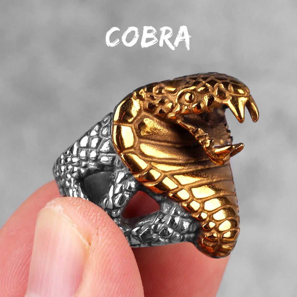 Bague en acier Cobra d'égypte