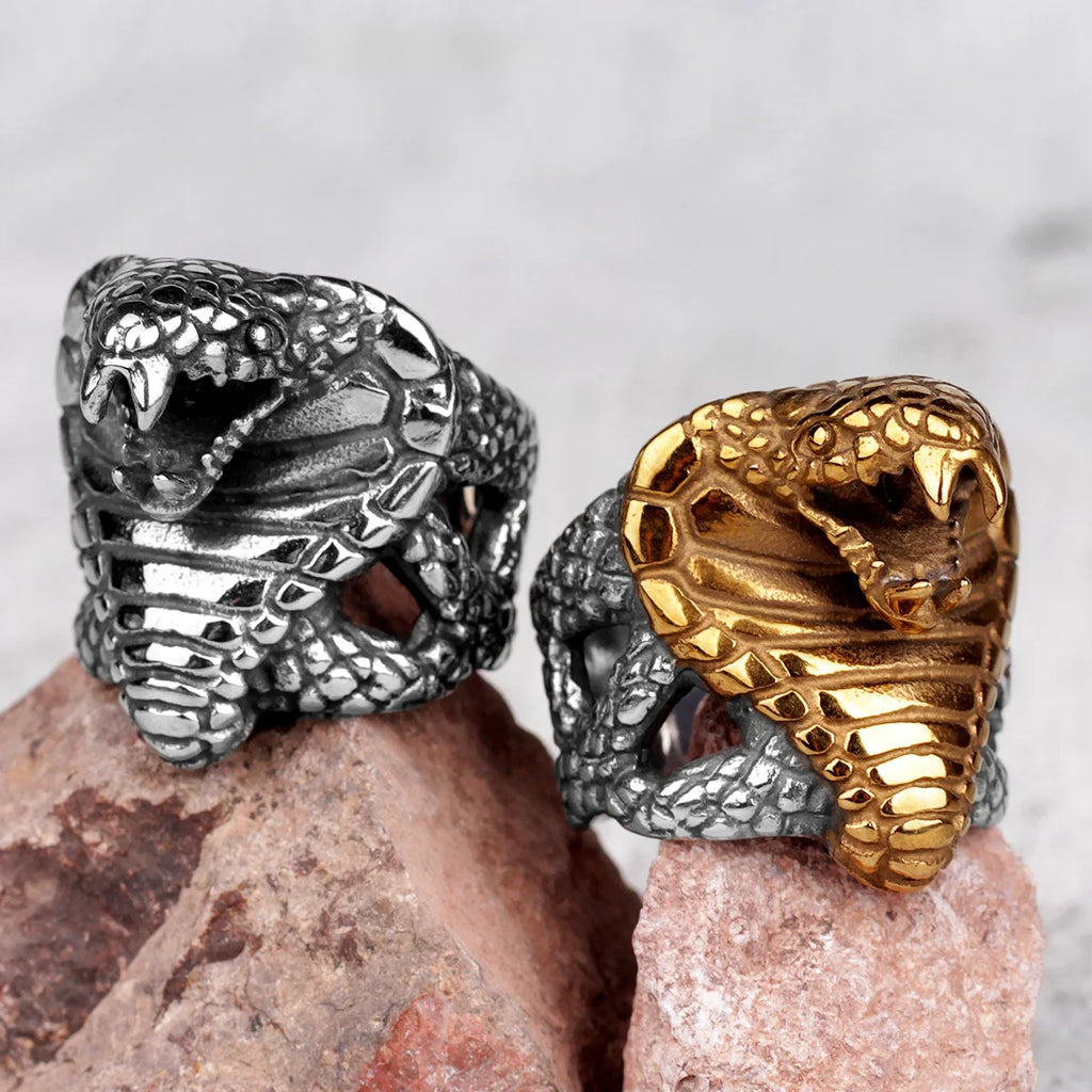 Bague en acier Cobra d'égypte
