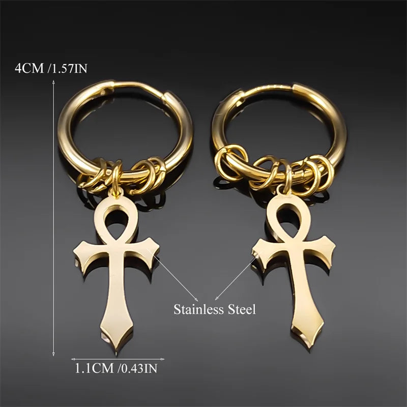 Boucle d'oreille croix rituelle égyptienne de Ankh