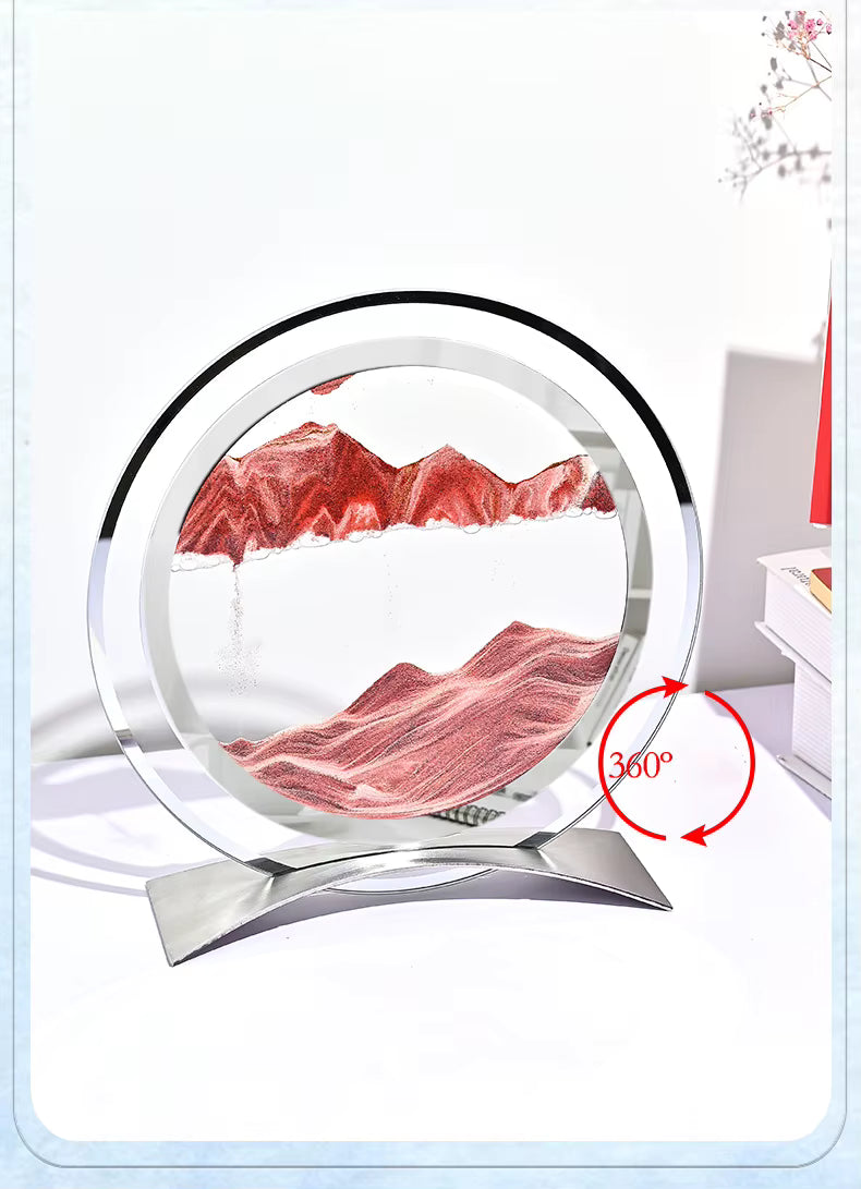 Marco de reloj de arena de vidrio<br> con paisaje de arena 3D creativo