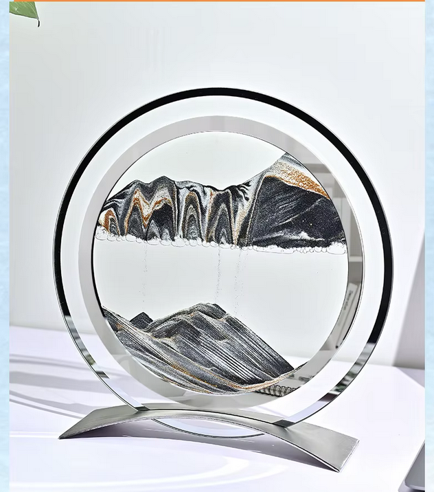 Marco de reloj de arena de vidrio<br> con paisaje de arena 3D creativo