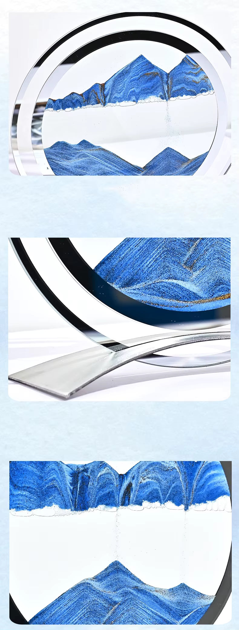 Marco de reloj de arena de vidrio<br> con paisaje de arena 3D creativo