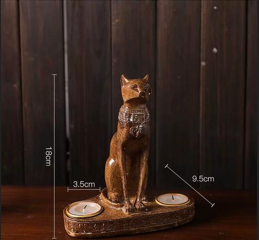 Statue Égyptienne <br> porte- Bougeoire Bastet