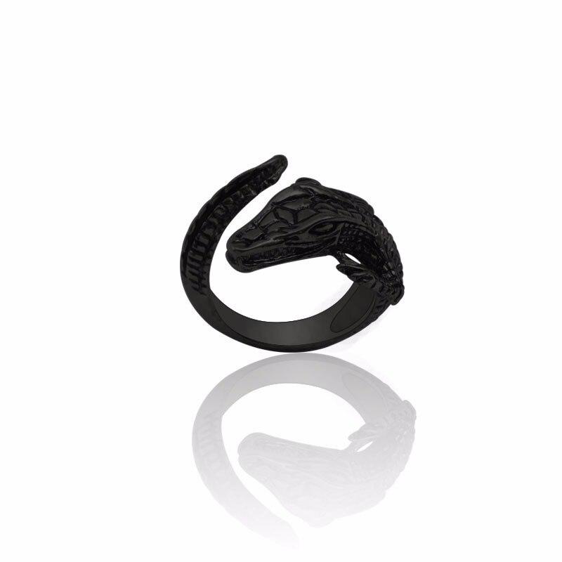 Bague crocodile noire
