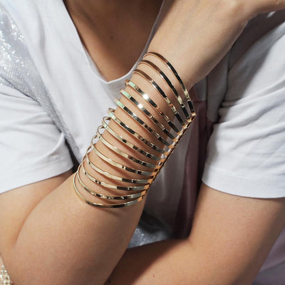 MANILAI geométrico hueco declaración pulseras joyería facetada aleación grande abierto brazaletes y pulseras para mujer brazalete