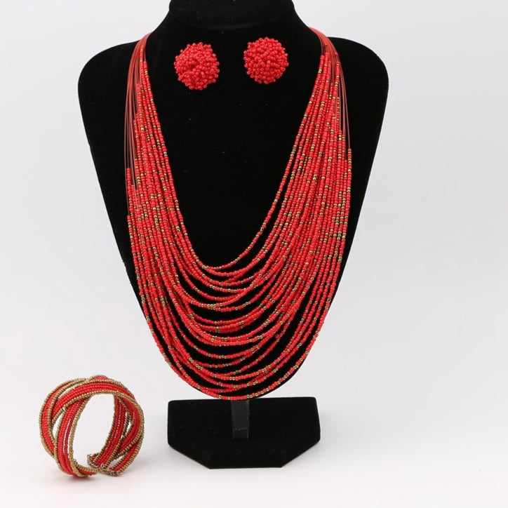 Collier plastron nature et perlé