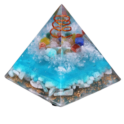 Pyramide Orgonite <br> Arbre de vie Bleu Turquoise