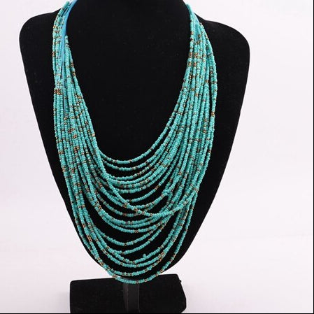 Collier plastron nature et perlé