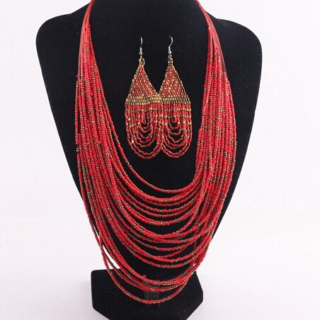 Collier plastron nature et perlé
