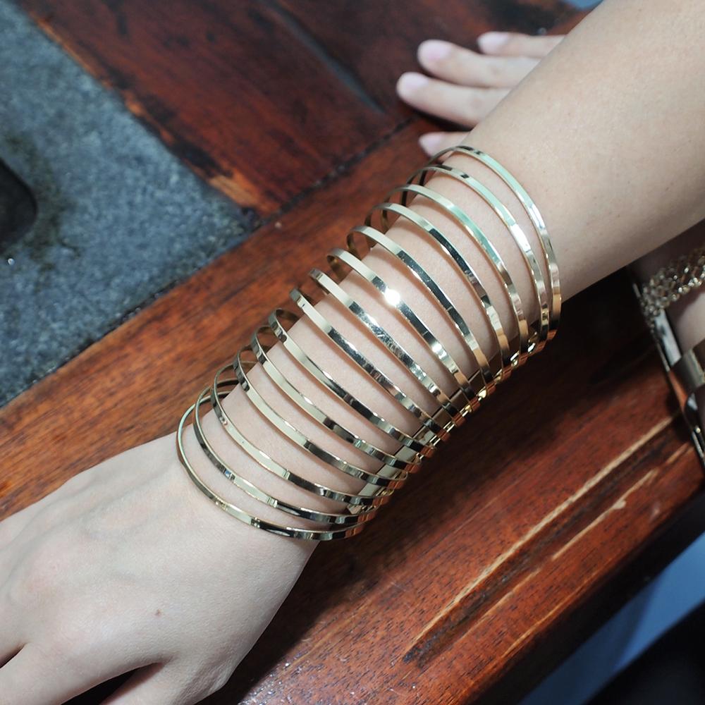 MANILAI geométrico hueco declaración pulseras joyería facetada aleación grande abierto brazaletes y pulseras para mujer brazalete