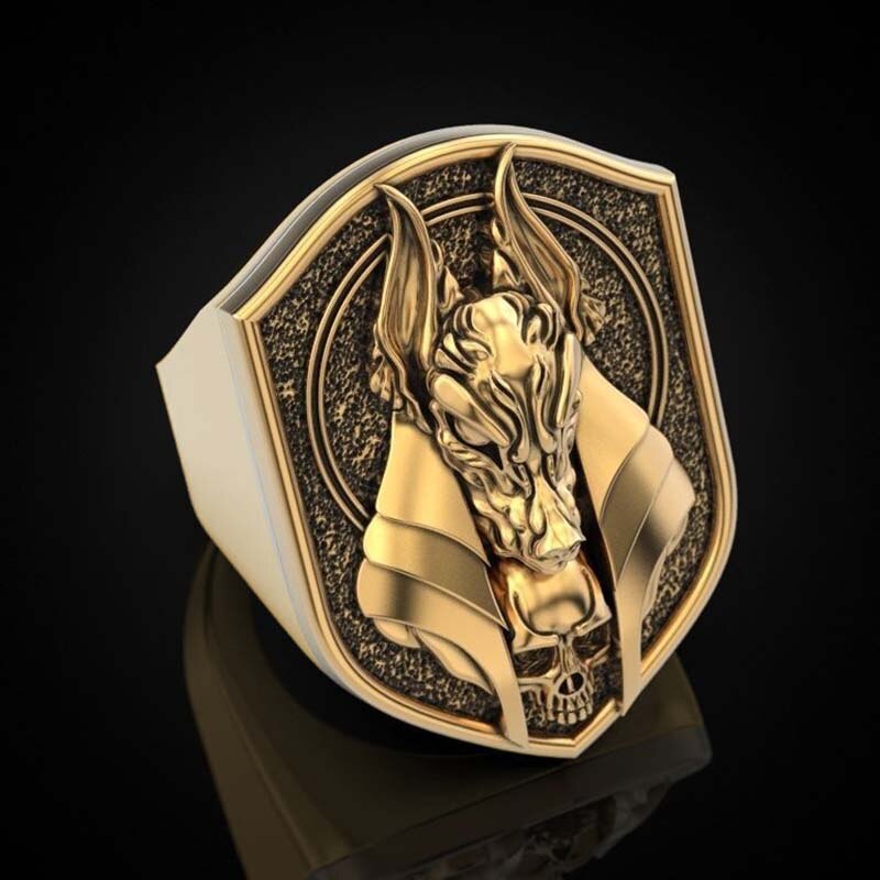 Bague Égyptienne le  Dieu-Roi de la mort Anubis