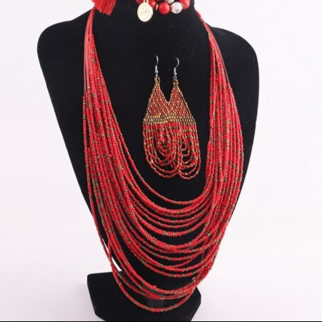 Collier plastron nature et perlé