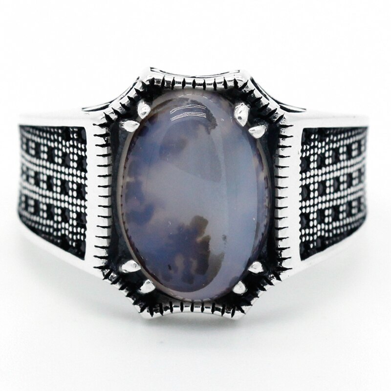 Bague d'argent en pierre naturelle vice-pierre de Rê