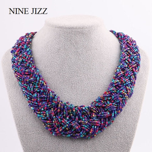 Collier plastron oasis perlé