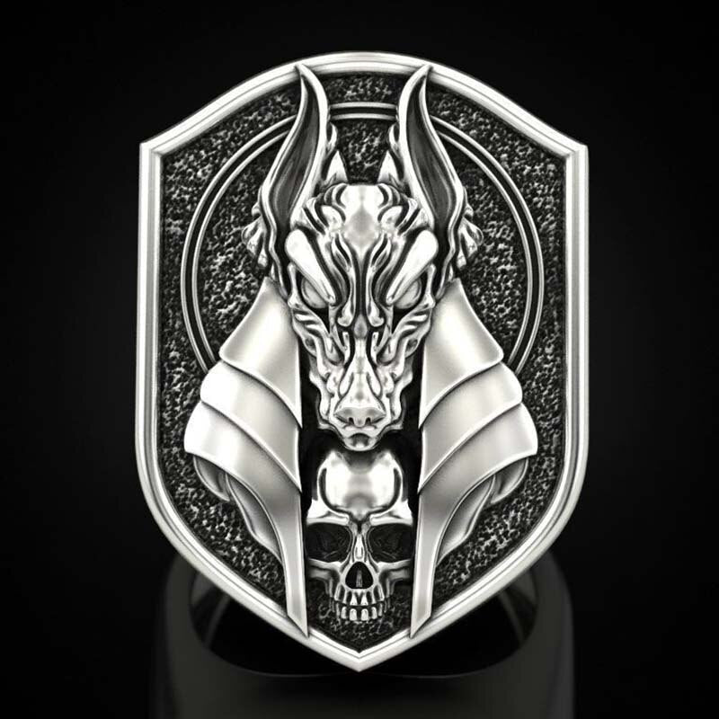 Bague Égyptienne le  Dieu-Roi de la mort Anubis