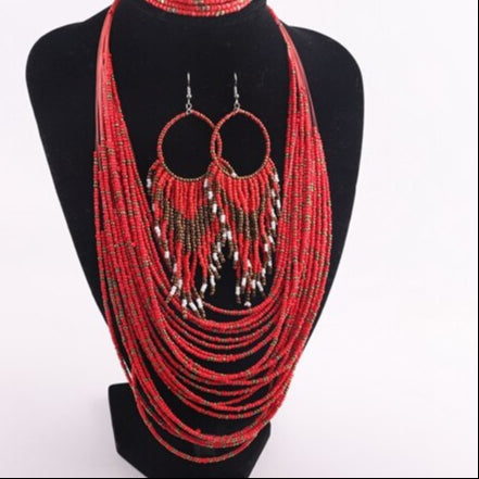 Collier plastron nature et perlé
