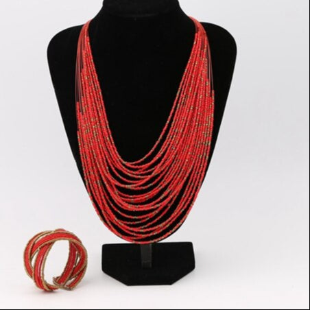 Collier plastron nature et perlé