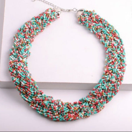 Collier plastron oasis perlé