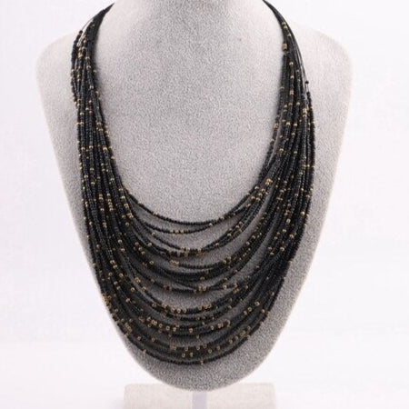 Collier plastron nature et perlé