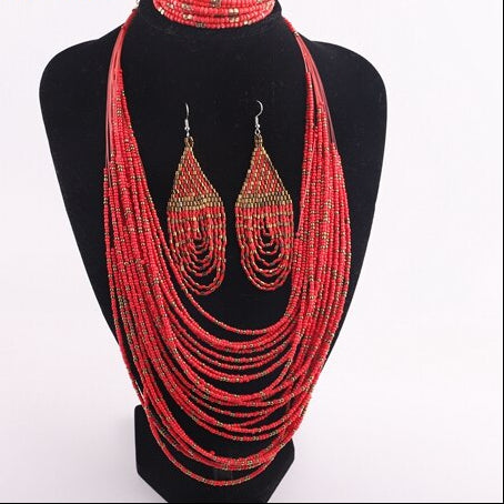 Collier plastron nature et perlé