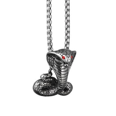 Tendencia Cobra Colgante Collar Titanio Acero Mujeres Hombres Joyería Animal Serpiente Viper Cobra Colgante Collar de cadena corta