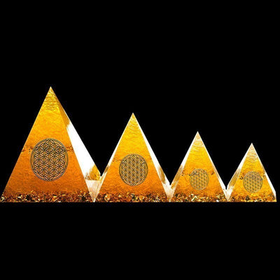 Pyramide Orgonite <br> Citrine Fleur de vie