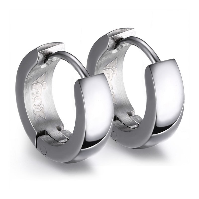 Boucle d'oreille créoles homme en acier unique